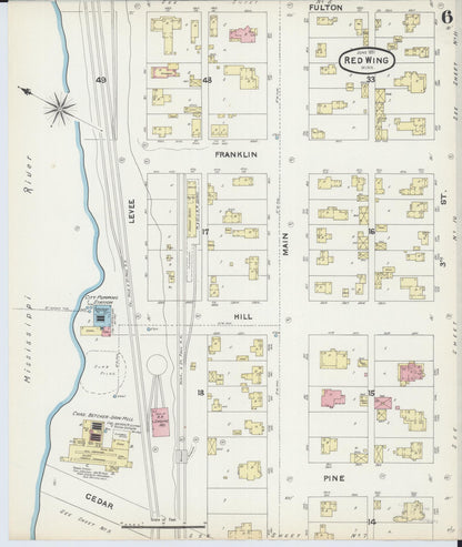 Sanborn Fire Insurance Map from Red Wing, Goodhue County, Minnesota (1891), Sheet #0006 - Complete Map Set gallery image, historic Sanborn map, vintage wall art, Minnesota Minnesota