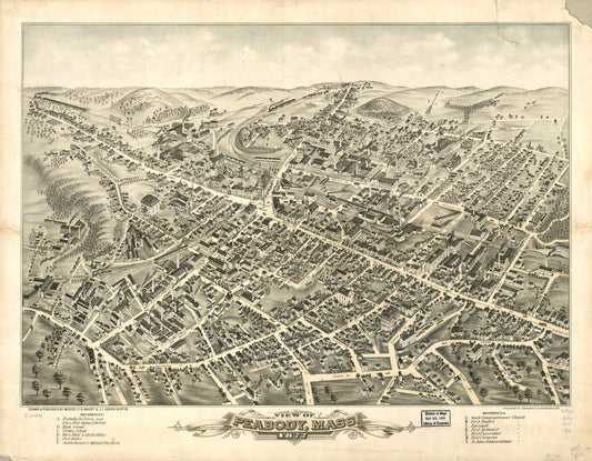 View of Peabody, Mass. 1877. (1877) – Historic Bird’s-Eye View Panorama Print