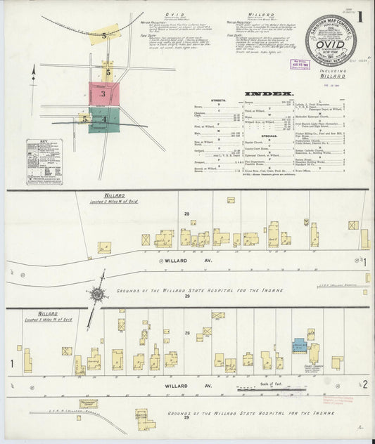 Sanborn Fire Insurance Map from Ovid, Seneca County, New York (1911), Sheet #0001 - Complete Map Set gallery image, historic Sanborn map, vintage wall art, New York New York