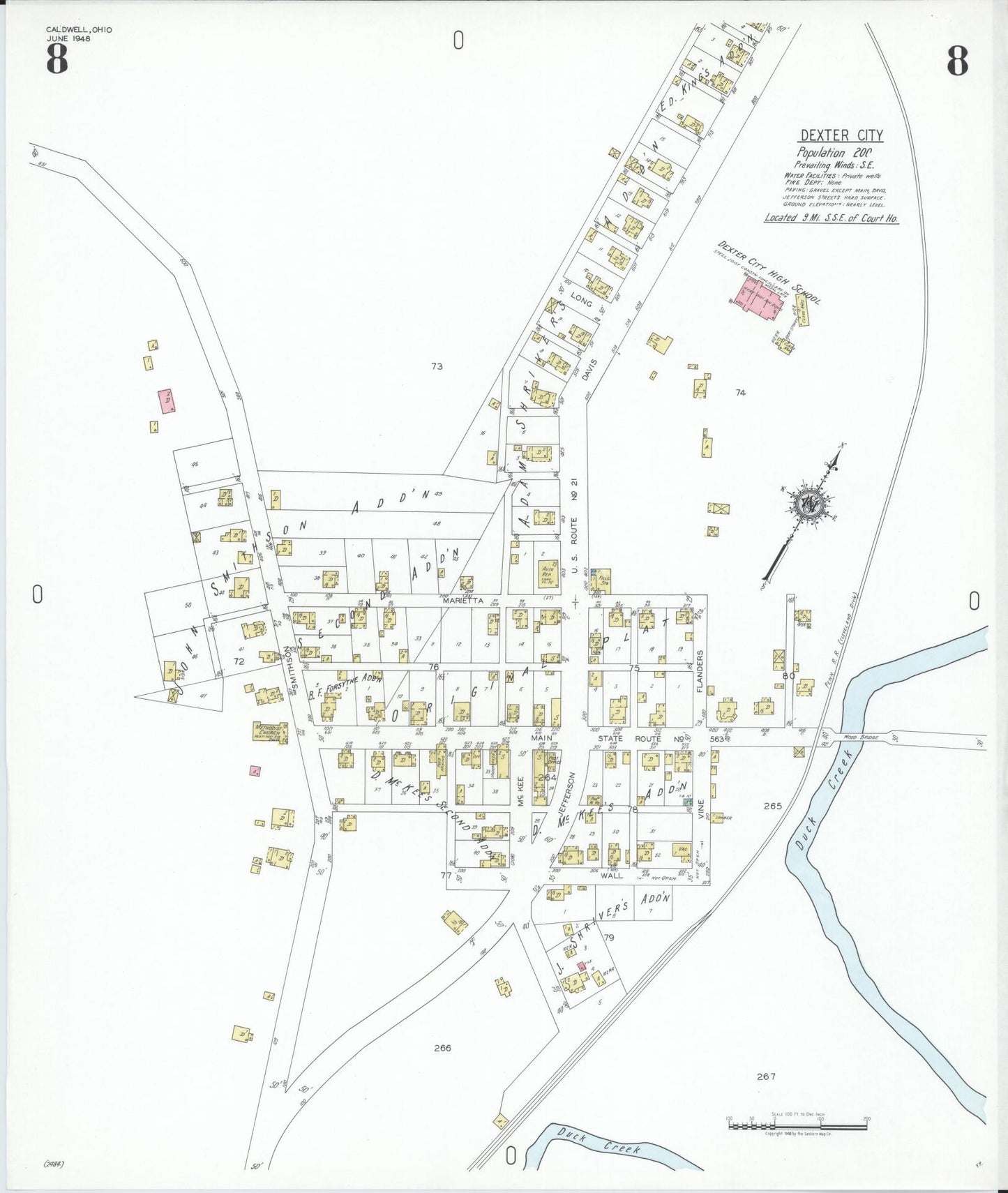 Sanborn Fire Insurance Map from Caldwell, Noble County, Ohio (1948), Sheet #0008 - Historic Sanborn Fire Insurance Map Print, vintage old map wall art, antique decor, genealogy gift, Ohio Ohio map