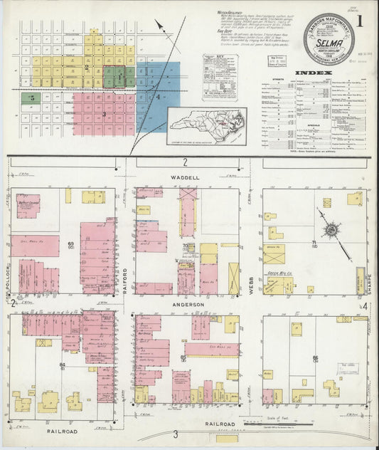 Sanborn Fire Insurance Map from Selma, Johnston County, North Carolina. (1918) – Historic Sanborn Fire Insurance Map Print