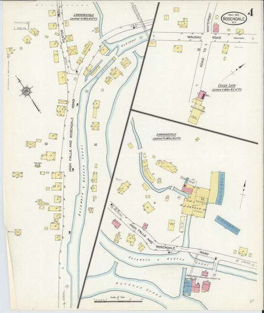 Sanborn Fire Insurance Map from Rosendale, Ulster County, New York (1913), Sheet #0004 - Historic Sanborn Fire Insurance Map Print, vintage old map wall art, antique decor, genealogy gift, New York New York map