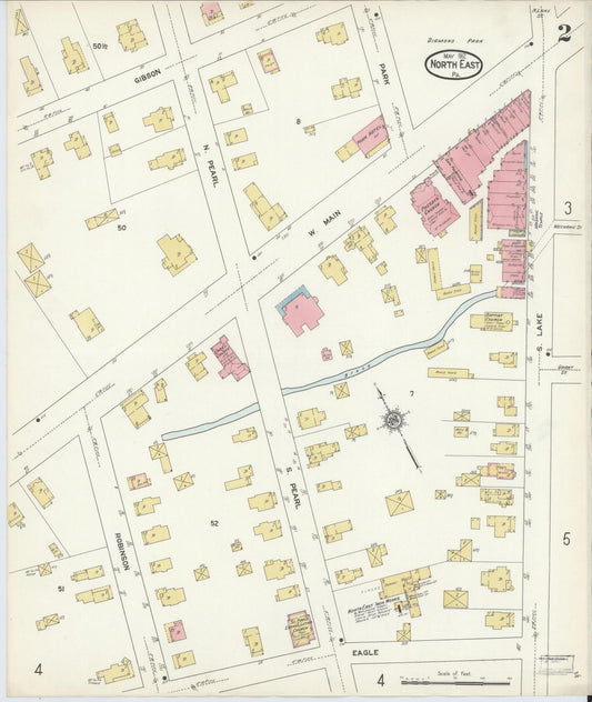 Sanborn Fire Insurance Map from North East, Erie County, Pennsylvania (1912), Sheet #0002 - Historic Sanborn Fire Insurance Map Print, vintage old map wall art, antique decor, genealogy gift, Pennsylvania Pennsylvania map