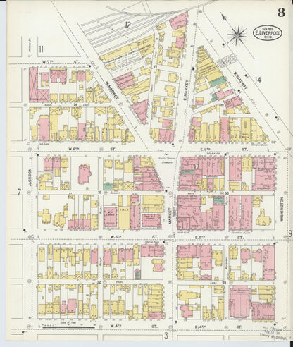 Sanborn Fire Insurance Map from East Liverpool, Columbiana County, Ohio (1903), Sheet #0008 - Historic Sanborn Fire Insurance Map Print, vintage old map wall art, antique decor, genealogy gift, Ohio Ohio map
