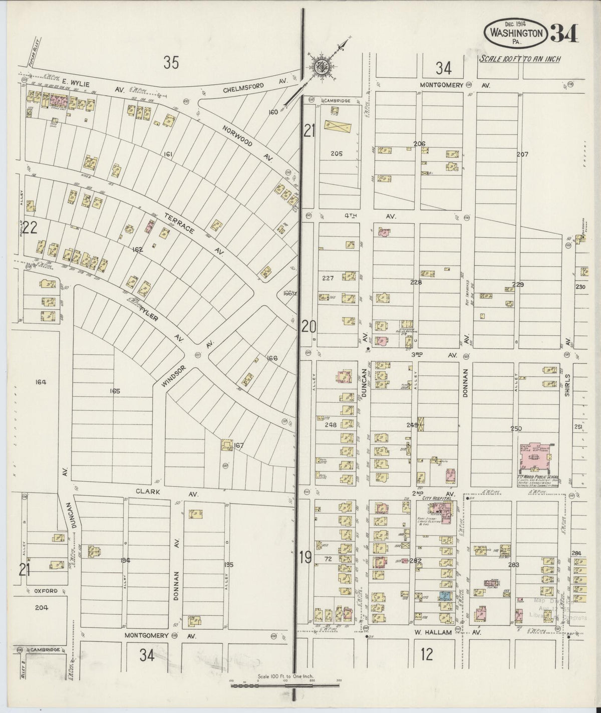 Sanborn Fire Insurance Map from Washington, Washington County, Pennsylvania (1914), Sheet #0034 - Complete Map Set gallery image, historic Sanborn map, vintage wall art, Sanborn Fire Insurance Map from Washington Washington