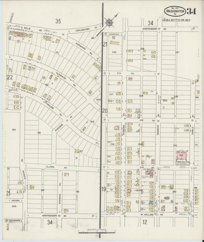 Sanborn Fire Insurance Map from Washington, Washington County, Pennsylvania (1914), Sheet #0034 - Complete Map Set gallery image, historic Sanborn map, vintage wall art, Sanborn Fire Insurance Map from Washington Washington