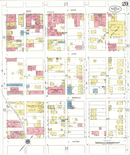Sanborn Fire Insurance Map from Pocatello, Bannock County, Idaho (1921), Sheet #0029 - Complete Map Set gallery image, historic Sanborn map, vintage wall art, Idaho Idaho