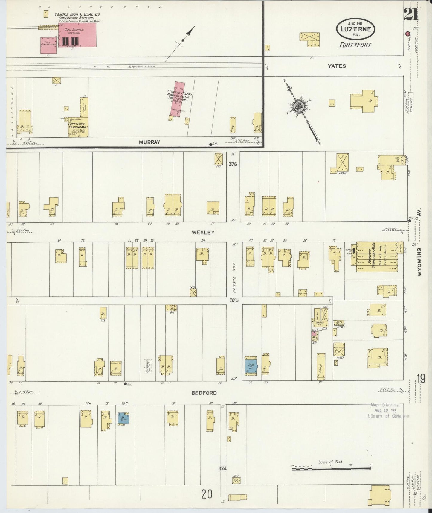 Sanborn Fire Insurance Map from Luzerne, Luzerne County, Pennsylvania (1911), Sheet #0021 - Complete Map Set gallery image, historic Sanborn map, vintage wall art, Pennsylvania Pennsylvania