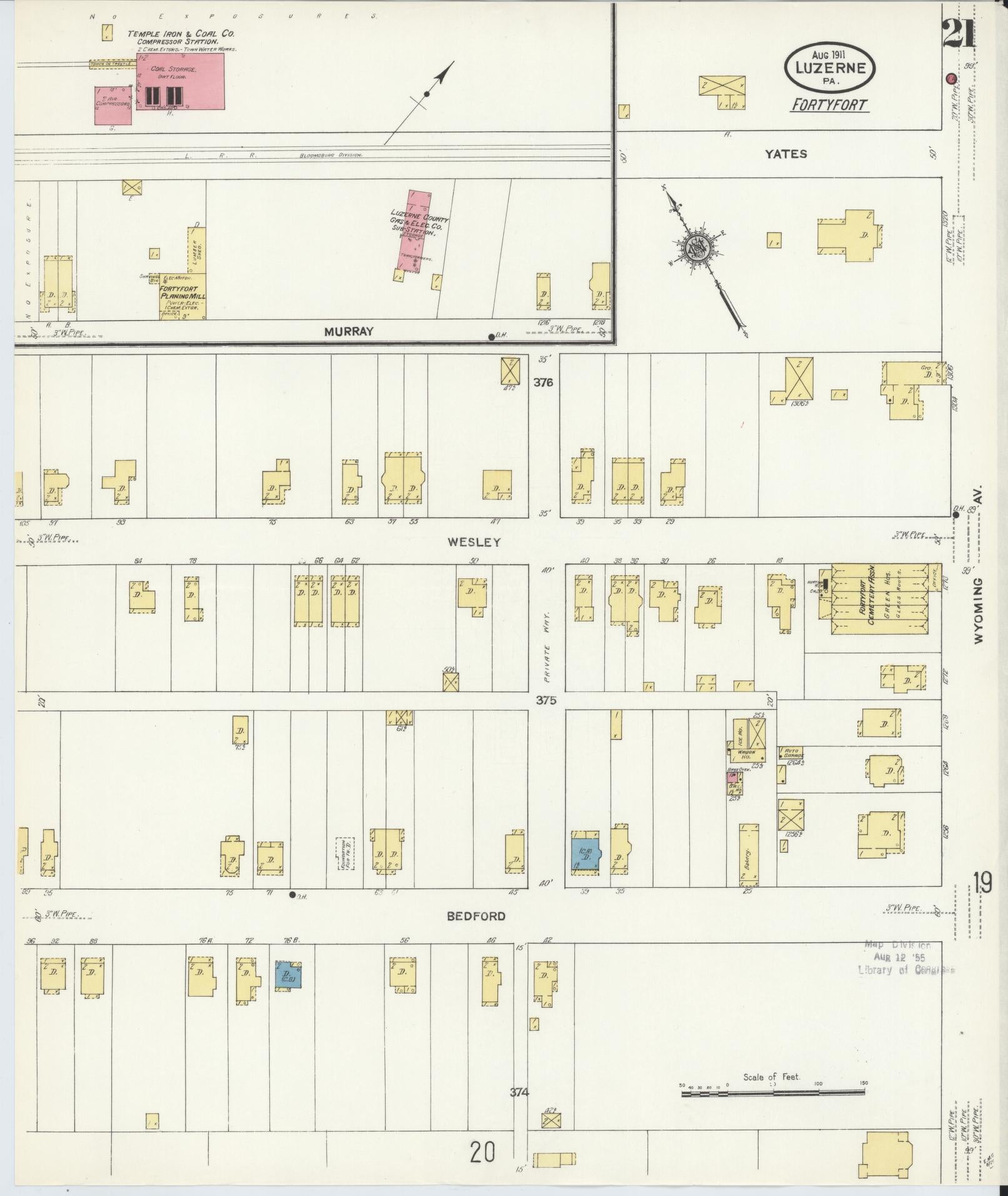 Sanborn Fire Insurance Map from Luzerne, Luzerne County, Pennsylvania (1911), Sheet #0021 - Complete Map Set gallery image, historic Sanborn map, vintage wall art, Pennsylvania Pennsylvania