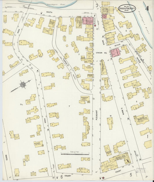 Sanborn Fire Insurance Map from Dover, Piscataguis County, Maine (1911), Sheet #0004 - Historic Sanborn Fire Insurance Map Print, vintage old map wall art, antique decor, genealogy gift, Maine Maine map