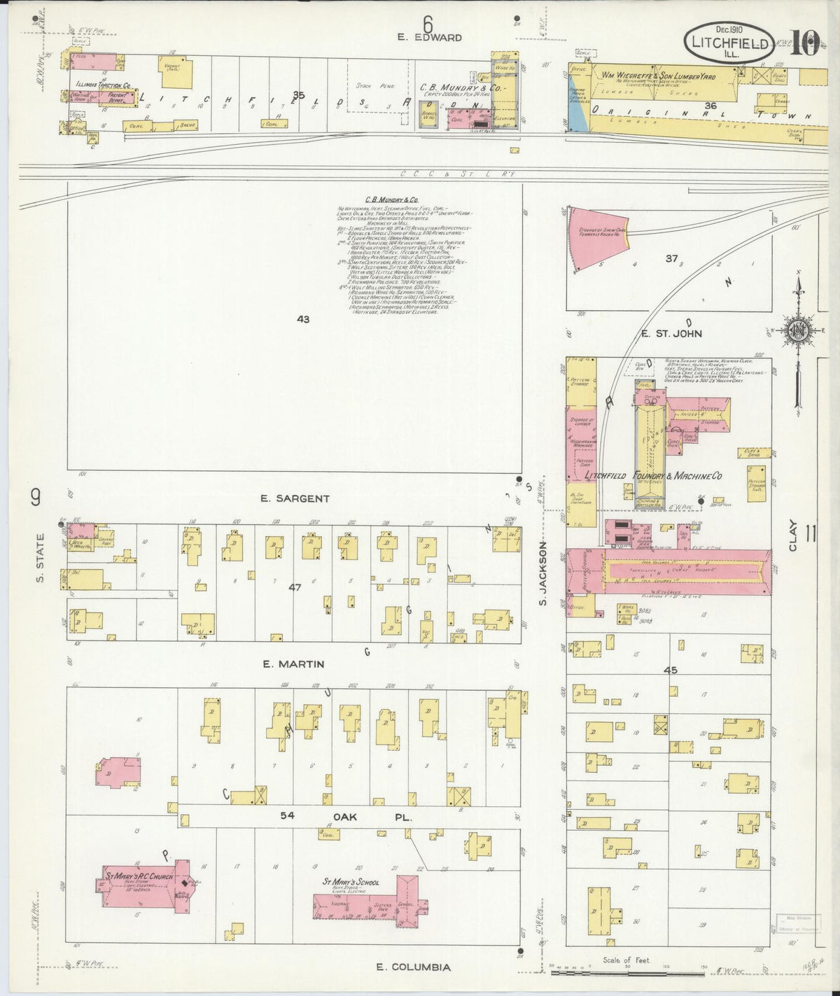 Sanborn Fire Insurance Map from Litchfield, Montgomery County, Illinois (1910), Sheet #0010 - Complete Map Set gallery image, historic Sanborn map, vintage wall art, Illinois Illinois