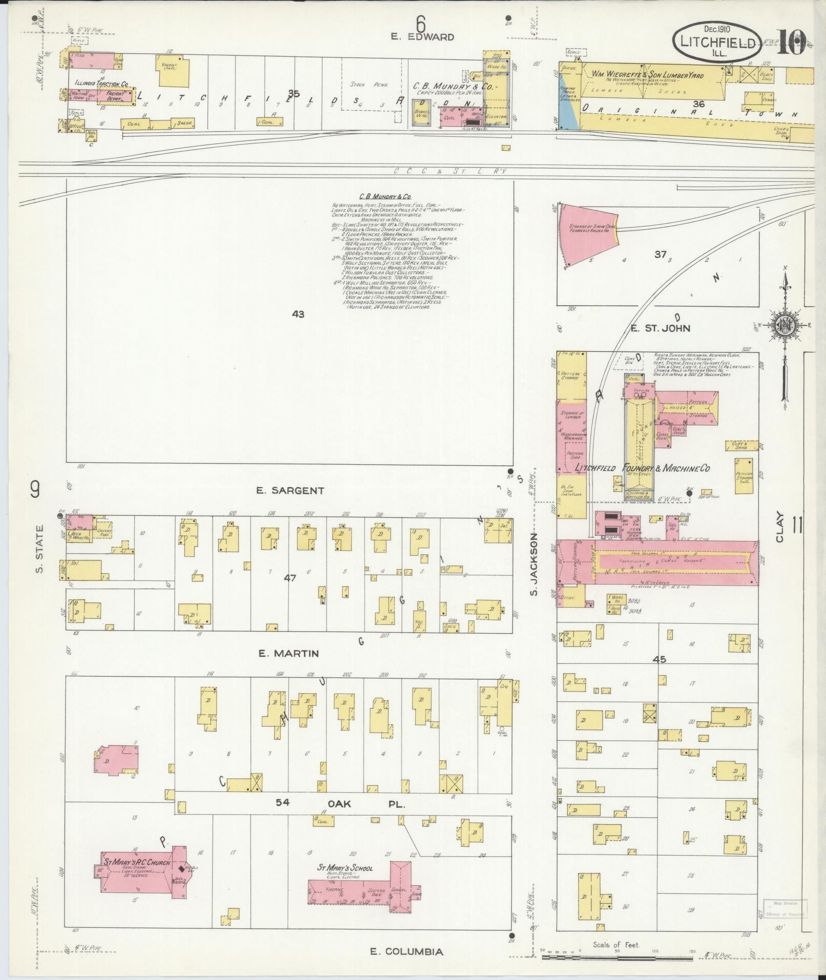 Sanborn Fire Insurance Map from Litchfield, Montgomery County, Illinois (1910), Sheet #0010 - Complete Map Set gallery image, historic Sanborn map, vintage wall art, Illinois Illinois