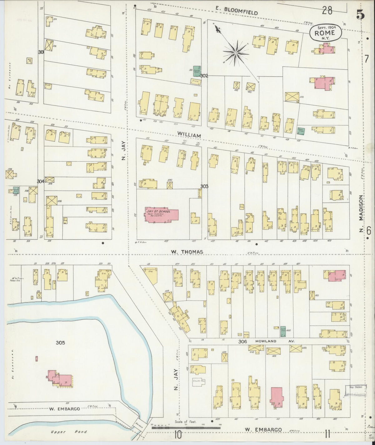 Sanborn Fire Insurance Map from Rome, Oneida County, New York (1904), Sheet #0005 - Complete Map Set gallery image, historic Sanborn map, vintage wall art, New York New York