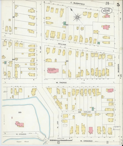 Sanborn Fire Insurance Map from Rome, Oneida County, New York (1904), Sheet #0005 - Complete Map Set gallery image, historic Sanborn map, vintage wall art, New York New York