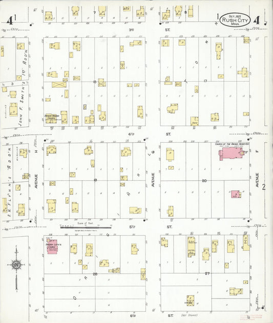 Sanborn Fire Insurance Map from Rush City, Chisago County, Minnesota (1923), Sheet #0004 - Historic Sanborn Fire Insurance Map Print, vintage old map wall art, antique decor, genealogy gift, Minnesota Minnesota map