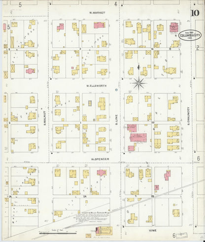 Sanborn Fire Insurance Map from Columbia City, Whitley County, Indiana (1905), Sheet #0010 - Complete Map Set gallery image, historic Sanborn map, vintage wall art, Indiana Indiana
