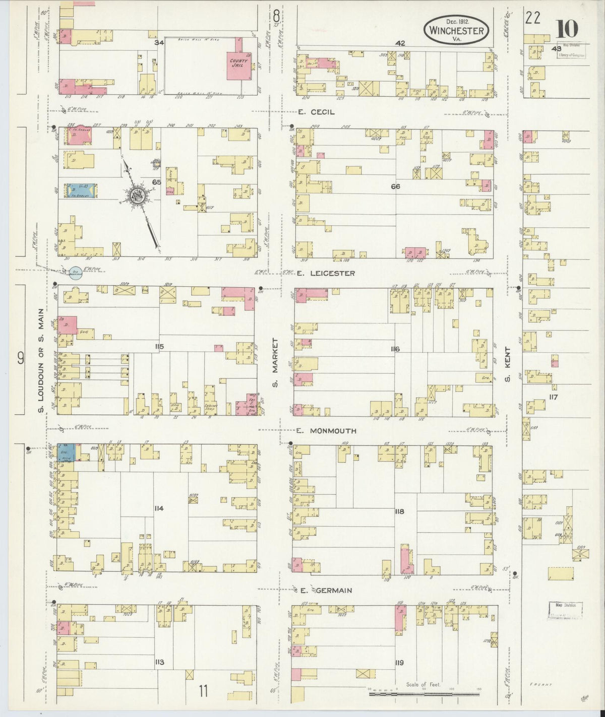 Sanborn Fire Insurance Map from Winchester, Independent Cities, Virginia (1912), Sheet #0010 - Complete Map Set gallery image, historic Sanborn map, vintage wall art, Virginia Virginia