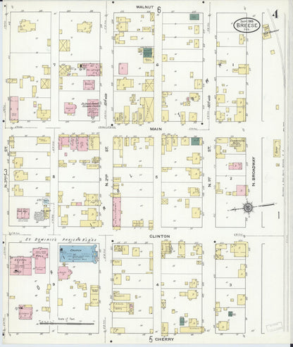 Sanborn Fire Insurance Map from Breese, Clinton County, Illinois (1909), Sheet #0004 - Complete Map Set gallery image, historic Sanborn map, vintage wall art, Illinois Illinois