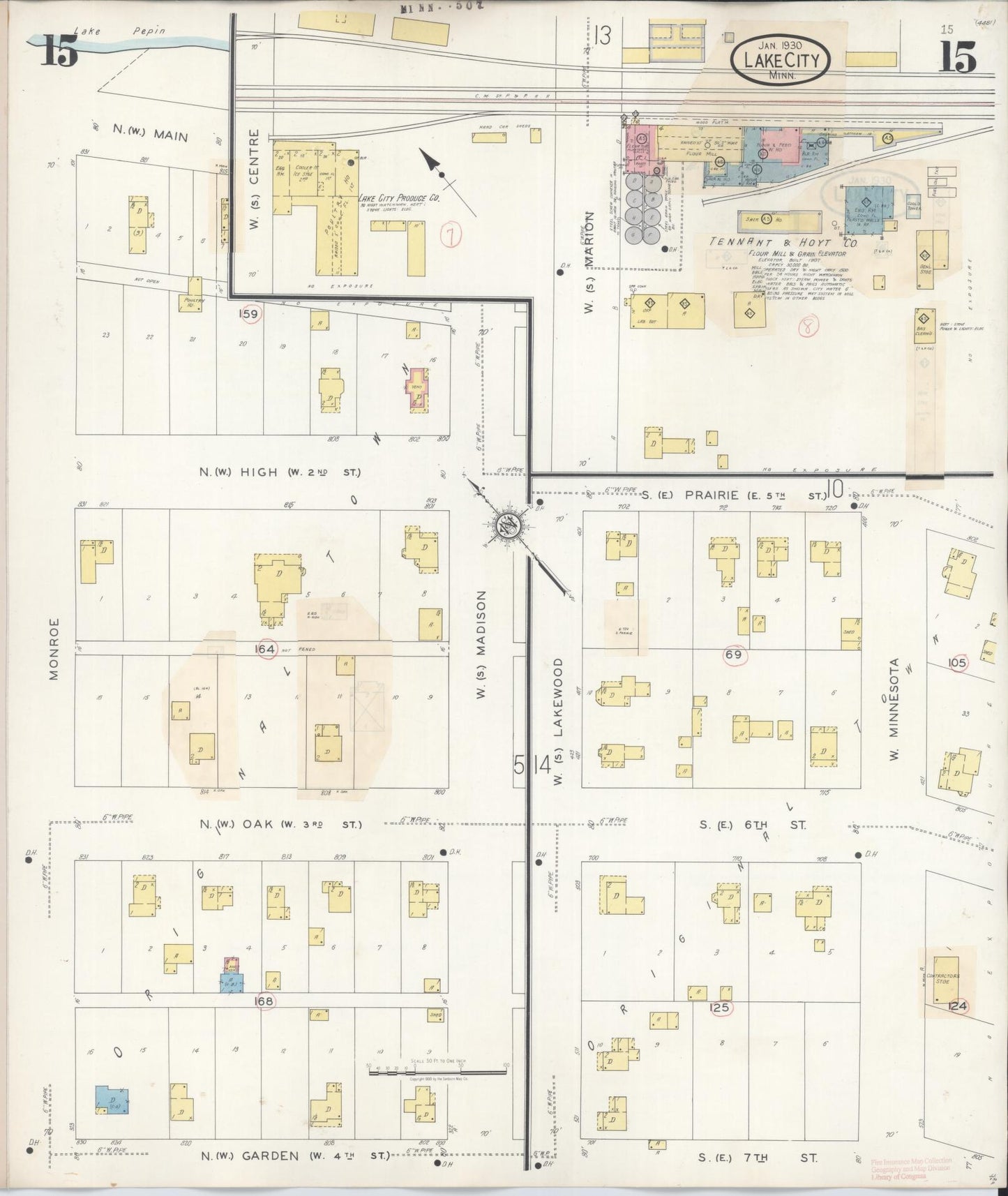 Sanborn Fire Insurance Map from Lake City, Wabasha County, Minnesota (1938), Sheet #0015 - Historic Sanborn Fire Insurance Map Print, vintage old map wall art, antique decor, genealogy gift, Minnesota Minnesota map