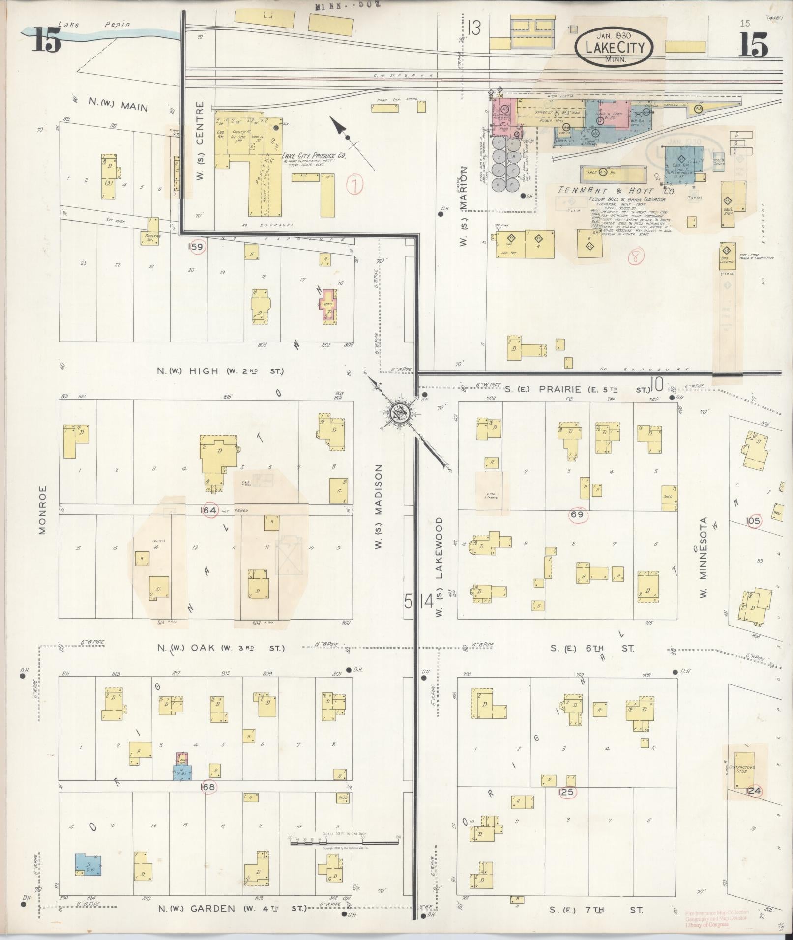 Sanborn Fire Insurance Map from Lake City, Wabasha County, Minnesota (1938), Sheet #0015 - Historic Sanborn Fire Insurance Map Print, vintage old map wall art, antique decor, genealogy gift, Minnesota Minnesota map