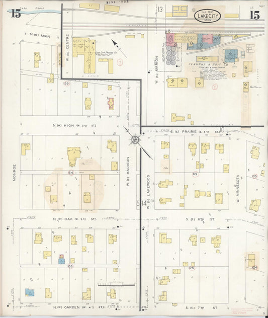 Sanborn Fire Insurance Map from Lake City, Wabasha County, Minnesota (1938), Sheet #0015 - Historic Sanborn Fire Insurance Map Print, vintage old map wall art, antique decor, genealogy gift, Minnesota Minnesota map
