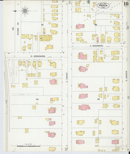 Sanborn Fire Insurance Map from Marion, Marion County, Ohio (1900), Sheet #0018 - Historic Sanborn Fire Insurance Map Print, vintage old map wall art, antique decor, genealogy gift, Ohio Ohio map