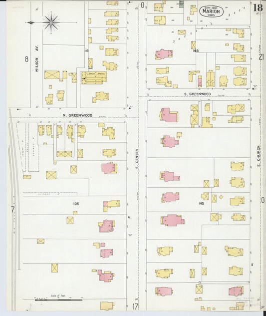 Sanborn Fire Insurance Map from Marion, Marion County, Ohio (1900), Sheet #0018 - Historic Sanborn Fire Insurance Map Print, vintage old map wall art, antique decor, genealogy gift, Ohio Ohio map