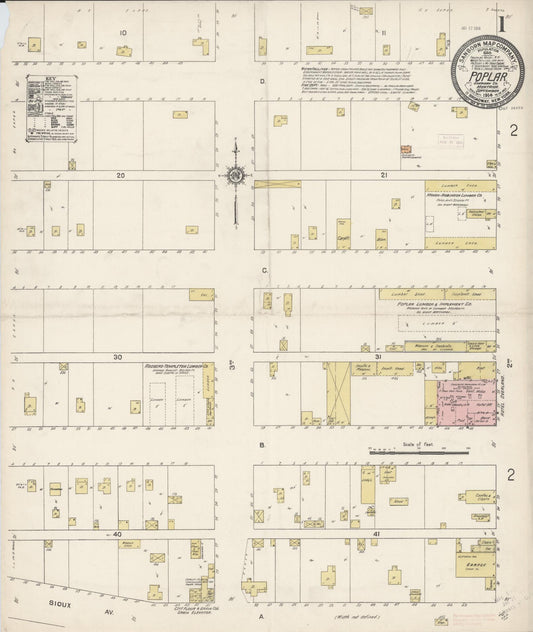 Sanborn Fire Insurance Map from Poplar, Roosevelt County, Montana (1914), Sheet #0001 - Historic Sanborn Fire Insurance Map Print, vintage old map wall art, antique decor, genealogy gift, Montana Montana map