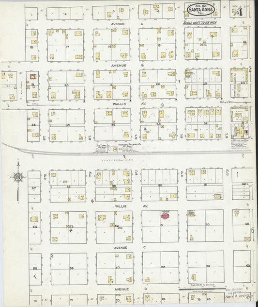 Sanborn Fire Insurance Map from Santa Anna, Coleman County, Texas (1921), Sheet #0004 - Historic Sanborn Fire Insurance Map Print, vintage old map wall art, antique decor, genealogy gift, Texas Texas map