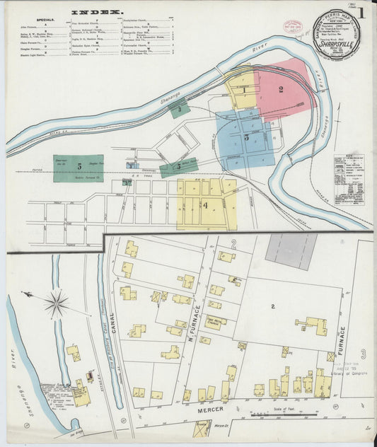 Sanborn Fire Insurance Map from Sharpsville, Mercer County, Pennsylvania (1895), Sheet #0001 - Historic Sanborn Fire Insurance Map Print, vintage old map wall art, antique decor, genealogy gift, Pennsylvania Pennsylvania map