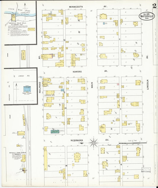Sanborn Fire Insurance Map from Waterville, Marshall County, Kansas (1899), Sheet #0002 - Historic Sanborn Fire Insurance Map Print, vintage old map wall art, antique decor, genealogy gift, Kansas Kansas map