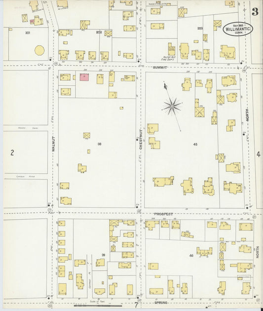 Sanborn Fire Insurance Map from Willimantic, Windham County, Connecticut (1903), Sheet #0003 - Historic Sanborn Fire Insurance Map Print, vintage old map wall art, antique decor, genealogy gift, Connecticut Connecticut map