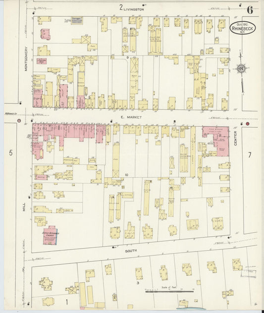 Sanborn Fire Insurance Map from Rhinebeck, Dutchess County, New York (1912), Sheet #0006 - Historic Sanborn Fire Insurance Map Print, vintage old map wall art, antique decor, genealogy gift, New York New York map