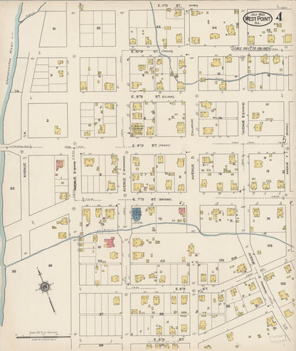 Sanborn Fire Insurance Map from West Point, Troup County, Georgia (1922), Sheet #0004 - Complete Map Set gallery image, historic Sanborn map, vintage wall art, Alabama Alabama