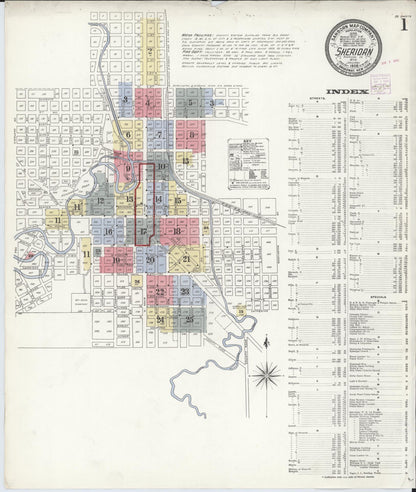 Sanborn Fire Insurance Map from Sheridan, Sheridan County, Wyoming (1908), Sheet #0001 - Complete Map Set gallery image, historic Sanborn map, vintage wall art, Wyoming Wyoming