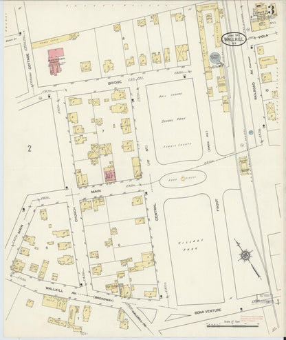 Sanborn Fire Insurance Map from Wallkill, Ulster County, New York (1913), Sheet #0003 - Complete Map Set gallery image, historic Sanborn map, vintage wall art, New York New York