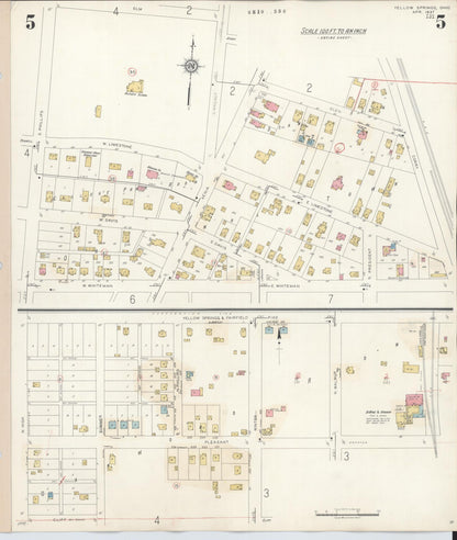 Sanborn Fire Insurance Map from Yellow Springs, Greene County, Ohio (1945), Sheet #0005 - Complete Map Set gallery image, historic Sanborn map, vintage wall art, Ohio Ohio