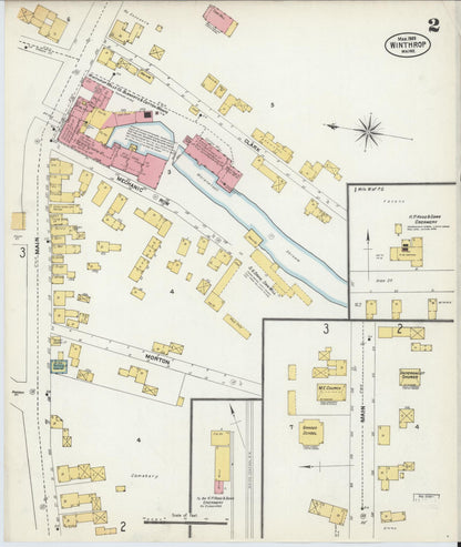 Sanborn Fire Insurance Map from Winthrop, Kennebec County, Maine (1903), Sheet #0002 - Complete Map Set gallery image, historic Sanborn map, vintage wall art, Maine Maine