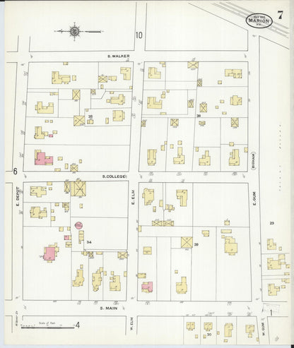 Sanborn Fire Insurance Map from Marion, Crittenden County, Kentucky (1910), Sheet #0007 - Complete Map Set gallery image, historic Sanborn map, vintage wall art, Kentucky Kentucky