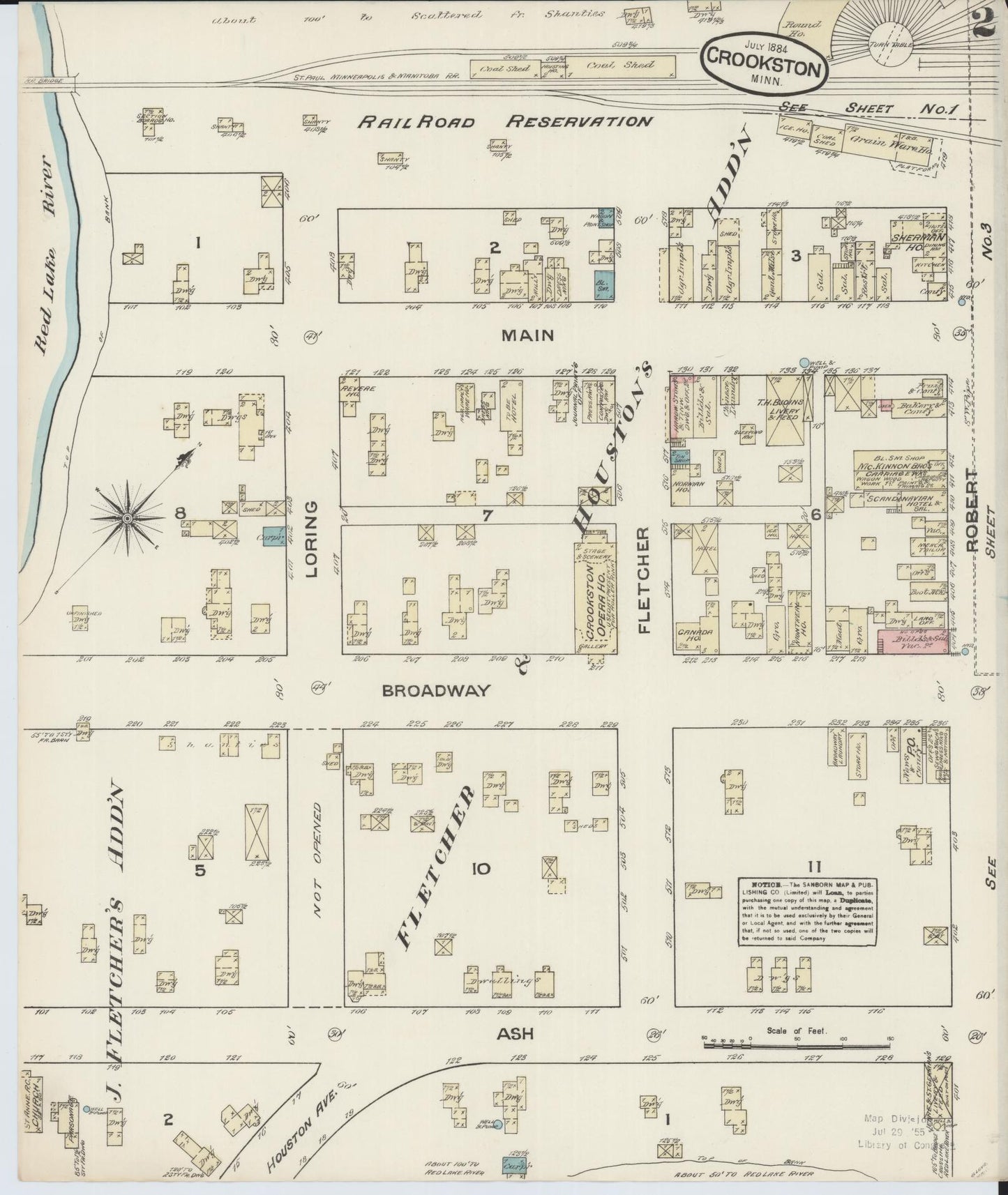 Sanborn Fire Insurance Map from Crookston, Polk County, Minnesota (1884), Sheet #0002 - Historic Sanborn Fire Insurance Map Print, vintage old map wall art, antique decor, genealogy gift, Minnesota Minnesota map