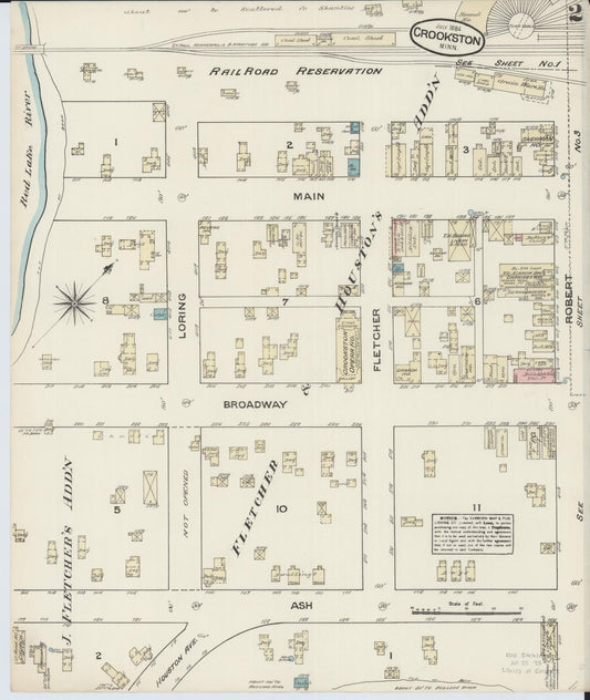 Sanborn Fire Insurance Map from Crookston, Polk County, Minnesota (1884), Sheet #0002 - Historic Sanborn Fire Insurance Map Print, vintage old map wall art, antique decor, genealogy gift, Minnesota Minnesota map