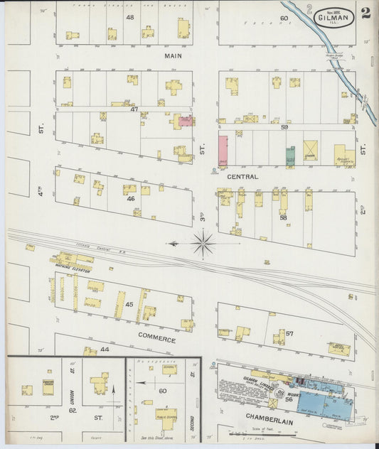 Sanborn Fire Insurance Map from Gilman, Iroquois County, Illinois (1892), Sheet #0002 - Historic Sanborn Fire Insurance Map Print, vintage old map wall art, antique decor, genealogy gift, Illinois Illinois map