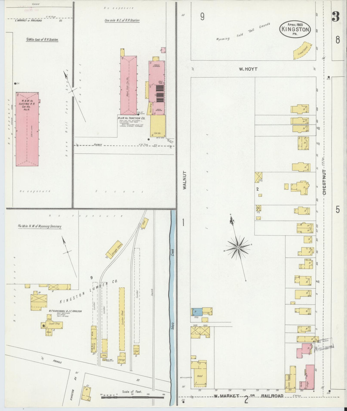Sanborn Fire Insurance Map from Kingston, Luzerne County, Pennsylvania (1903), Sheet #0003 - Complete Map Set gallery image, historic Sanborn map, vintage wall art, Pennsylvania Pennsylvania