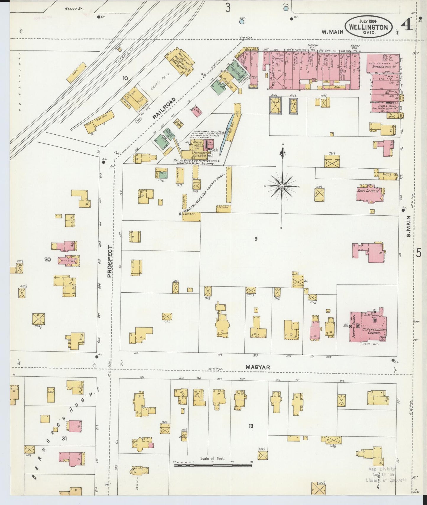 Sanborn Fire Insurance Map from Wellington, Lorain County, Ohio (1904), Sheet #0004 - Complete Map Set gallery image, historic Sanborn map, vintage wall art, Ohio Ohio