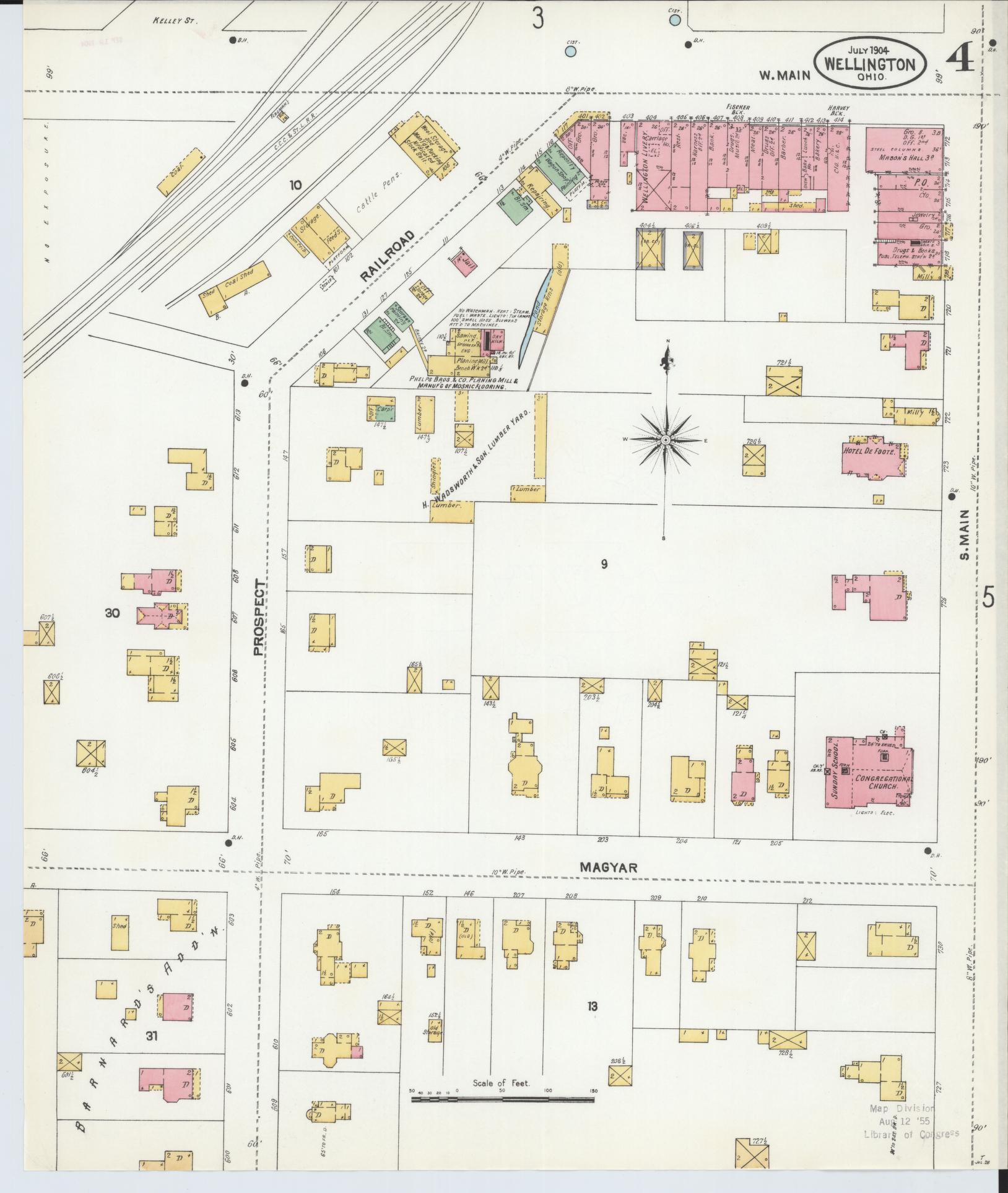 Sanborn Fire Insurance Map from Wellington, Lorain County, Ohio (1904), Sheet #0004 - Complete Map Set gallery image, historic Sanborn map, vintage wall art, Ohio Ohio
