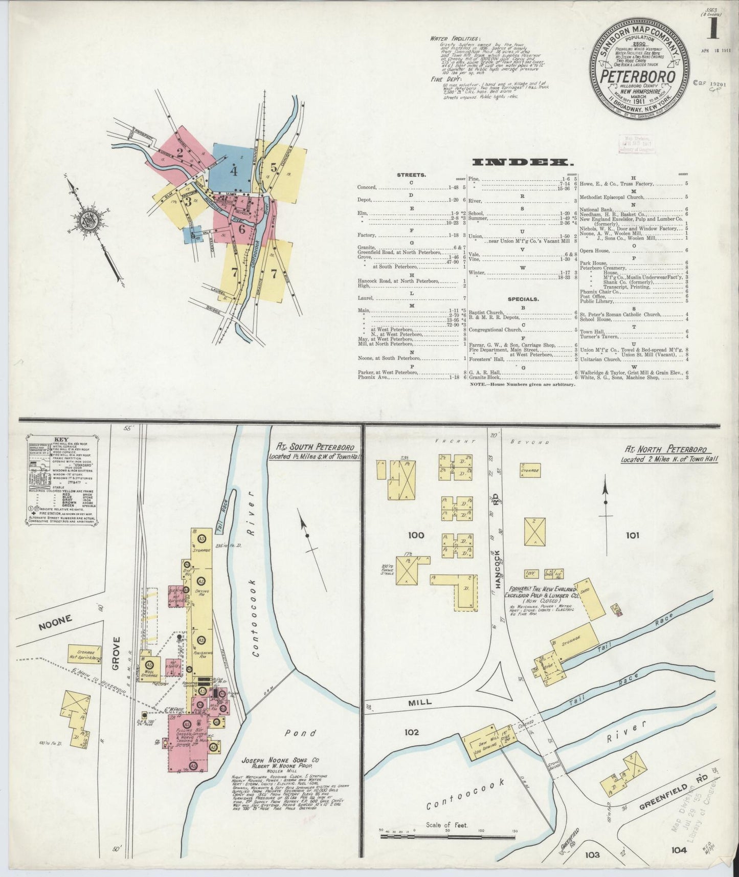 Sanborn Fire Insurance Map from Peterborough, Hillsborough County, New Hampshire. (1911) – Historic Sanborn Fire Insurance Map Print