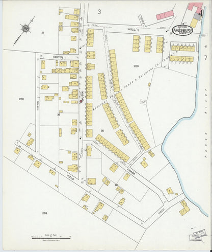 Sanborn Fire Insurance Map from Amesbury, Essex County, Massachusetts (1918), Sheet #0004 - Complete Map Set gallery image, historic Sanborn map, vintage wall art, Massachusetts Massachusetts