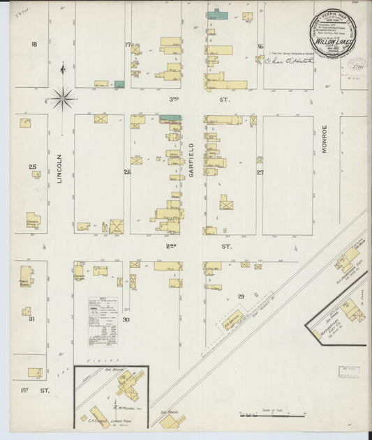 Sanborn Fire Insurance Map from Willow Lake, Clark County, South Dakota (1893), Sheet #0001 - Historic Sanborn Fire Insurance Map Print, vintage old map wall art, antique decor, genealogy gift, South Dakota South Dakota map
