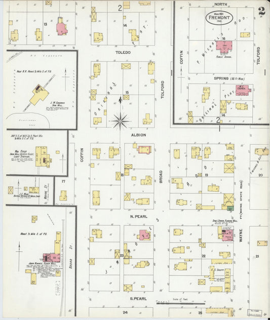Sanborn Fire Insurance Map from Fremont, Steuben County, Indiana (1901), Sheet #0002 - Historic Sanborn Fire Insurance Map Print, vintage old map wall art, antique decor, genealogy gift, Indiana Indiana map