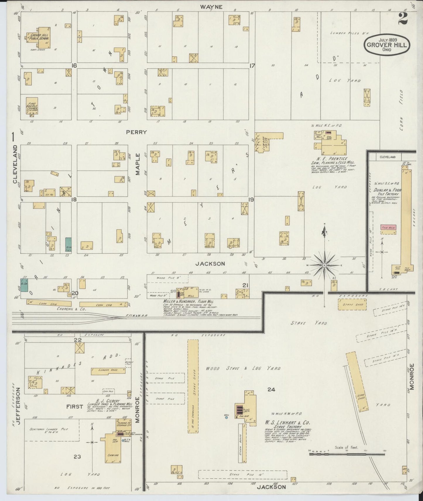 Sanborn Fire Insurance Map from Grover Hill, Paulding County, Ohio (1899), Sheet #0002 - Historic Sanborn Fire Insurance Map Print, vintage old map wall art, antique decor, genealogy gift, Ohio Ohio map
